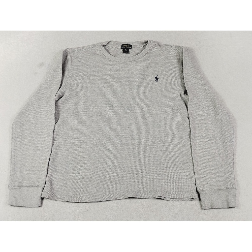Polo Ralph Lauren Shirt Boys XL 18-20 Gray Thermal Long Sleeve Pony Logo Casual